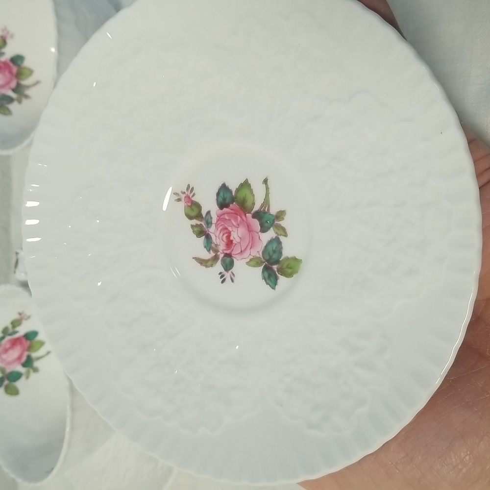 SPODE BRIDAL ROSE Vintage Bone China England Teacups and Saucers Bundle - Picture 2 of 7